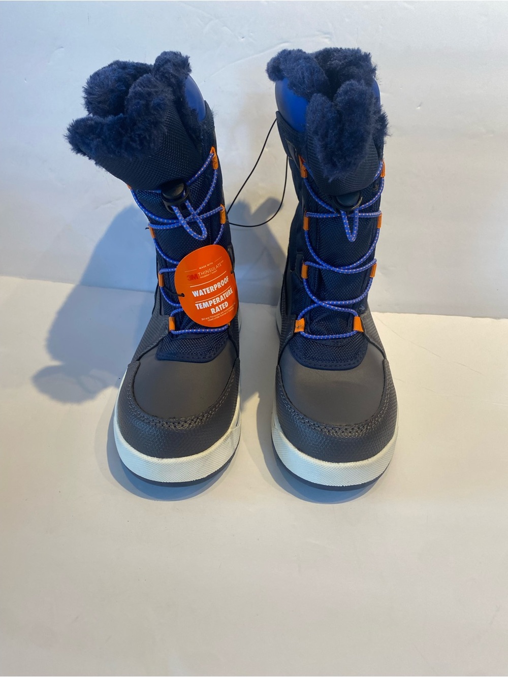 Ozark Trail Kids Navy and Orange Waterproof Snow Boots